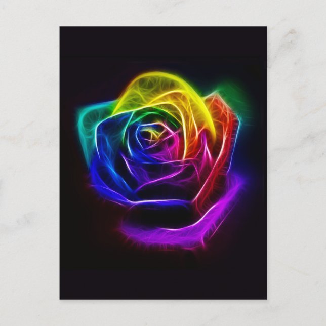 Rainbow Rose Fractal Postcard (Front)
