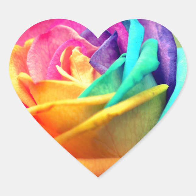 Rainbow Rose Heart Sticker (Front)