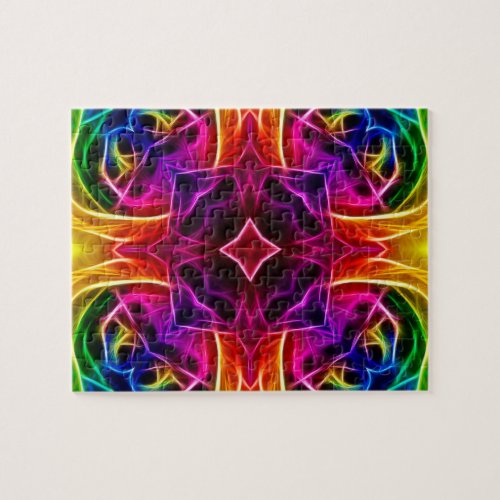 Rainbow Rose Kaleidoscope Jigsaw Puzzle