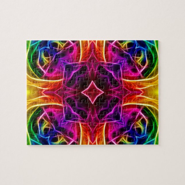Rainbow Rose Kaleidoscope Jigsaw Puzzle (Horizontal)