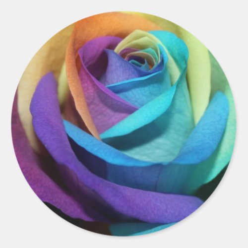 Rainbow Rose Love Flower Miss_you Peace Destiny Classic Round Sticker