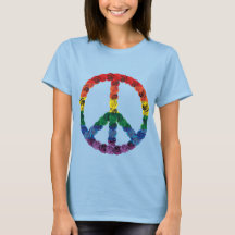 Rainbow Rose Peace Sign T-Shirt