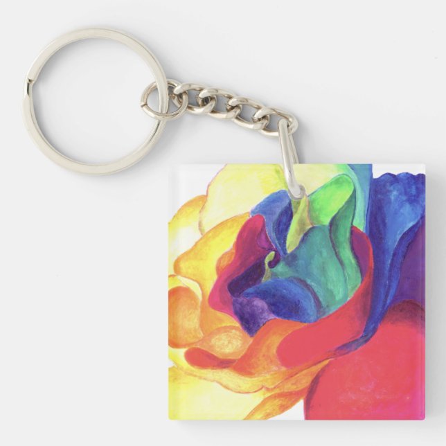 Rainbow Rose Spectrum of Love Keychain (Front)