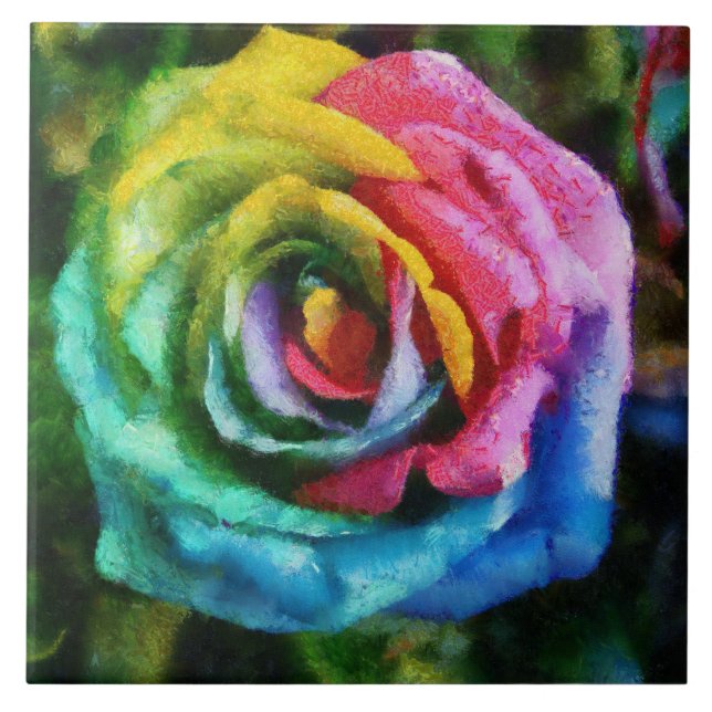 Rainbow rose tile (Front)