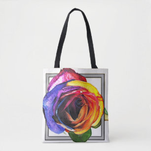 Rainbow Rose Tote Bag