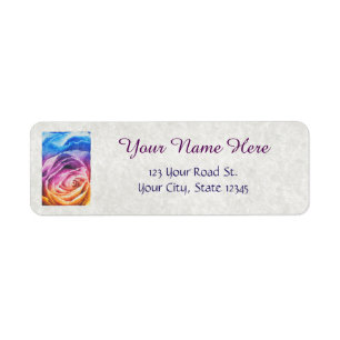 Rainbow Rose Watercolor Label