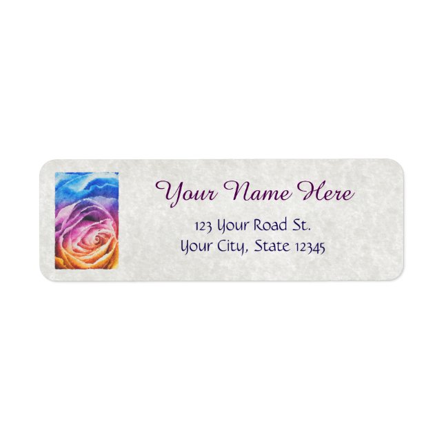 Rainbow Rose Watercolor Label (Front)