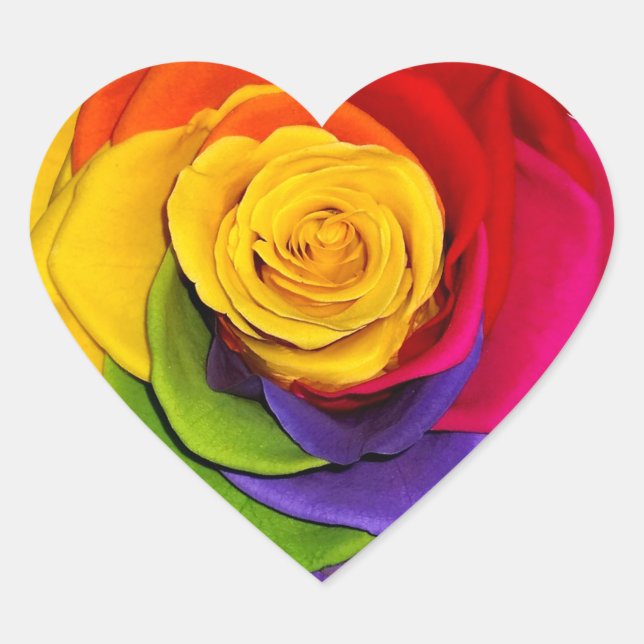 Rainbow Rose Wedding Favor Gay Pride Customized Heart Sticker (Front)