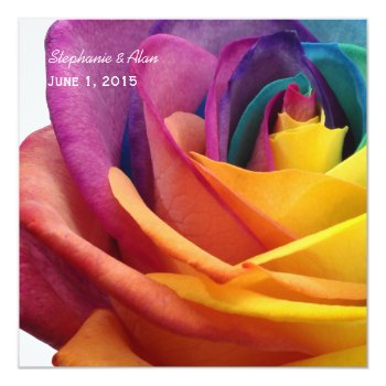 Rainbow Rose Wedding Invitation