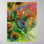 Rainbow Roses Art Poster/Print Poster