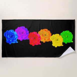 Rainbow Roses Beach Towel