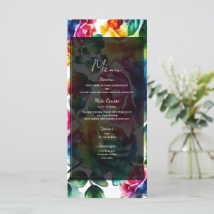 Rainbow Roses Black & White Floral Wedding Menu
