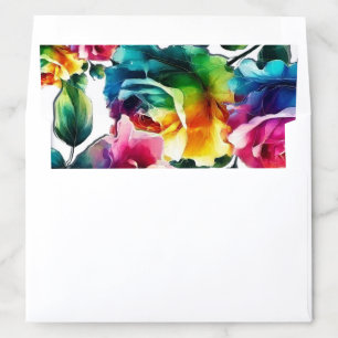 Rainbow Roses Black & White Vibrant Floral Wedding Envelope Liner