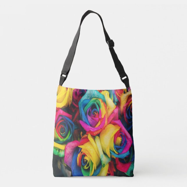 Rainbow Roses Bouquet Crossbody Bag (Back)