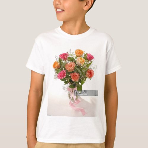 Rainbow Roses Bouquet Design for Boys T_shirts T_Shirt