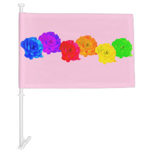 Rainbow Roses Car Flag