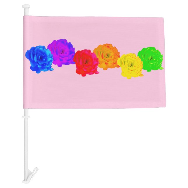 Rainbow Roses Car Flag (Front)