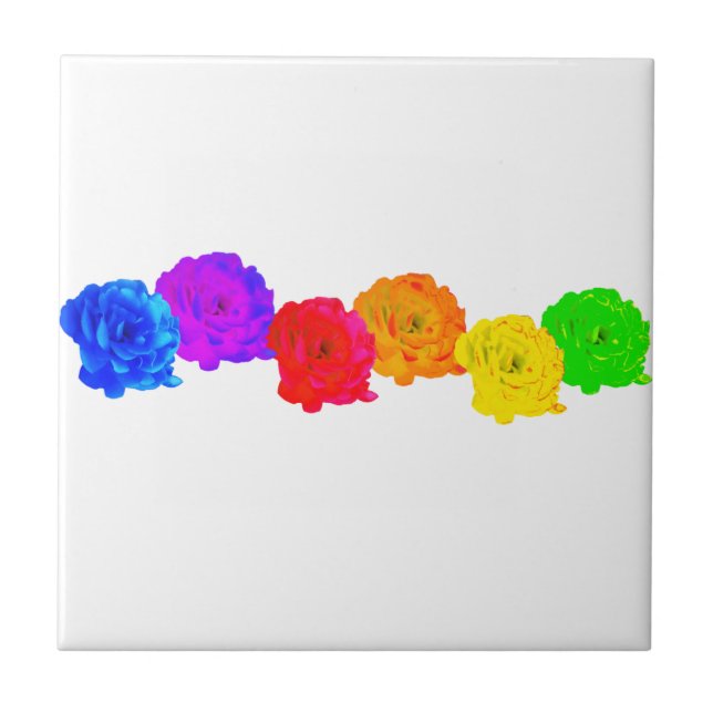 Rainbow Roses   Ceramic Tile (Front)