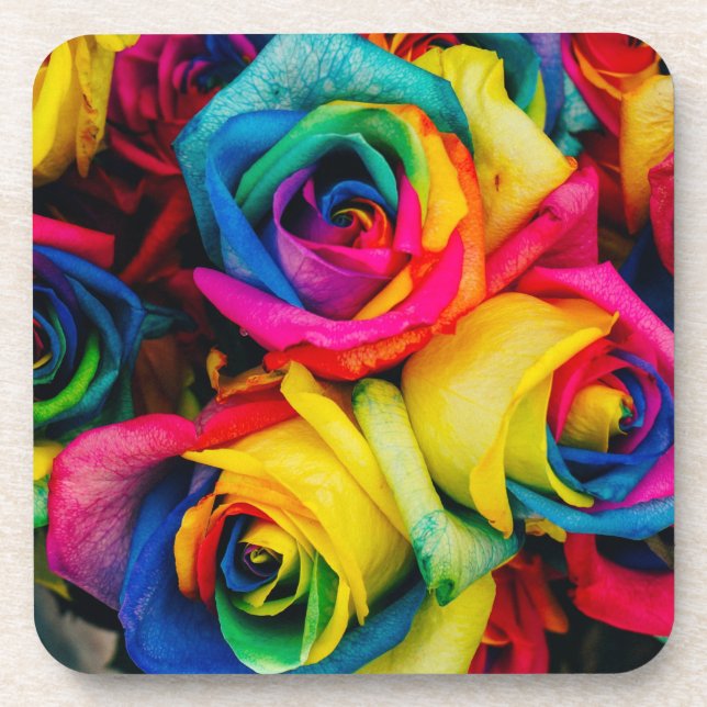 rainbow roses coaster set (Front)