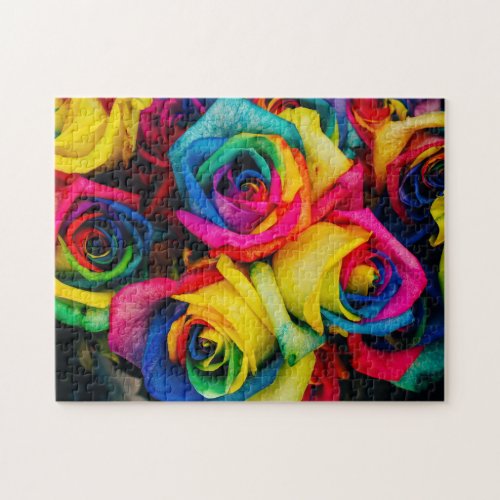Sports Toys Games 12 Rainbow Roses Colorful Floral Flower Bouquet Jigsaw Puzzle