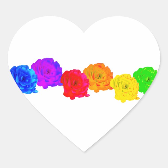 Rainbow Roses  Heart Sticker (Front)