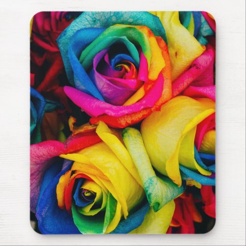 Rainbow Roses In Glorious Colour Mouse Pad