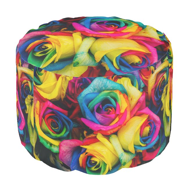 Rainbow Roses In Glorious Colour Pouf