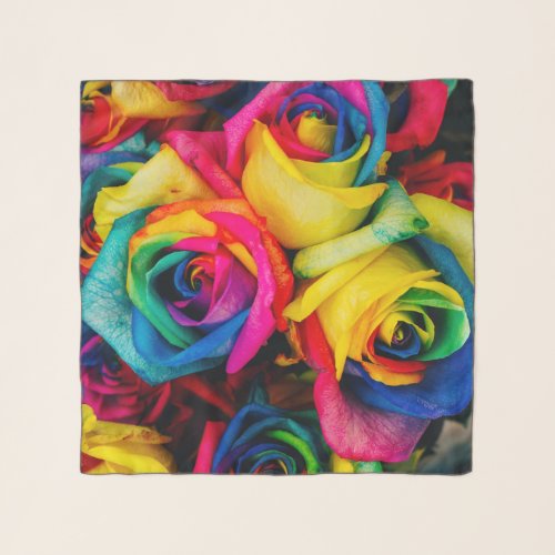 Rainbow Roses In Glorious Colour Scarf