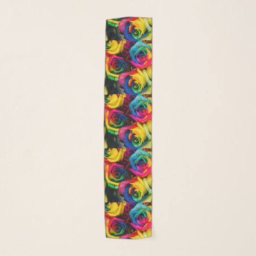 Rainbow Roses In Glorious Colour Scarf