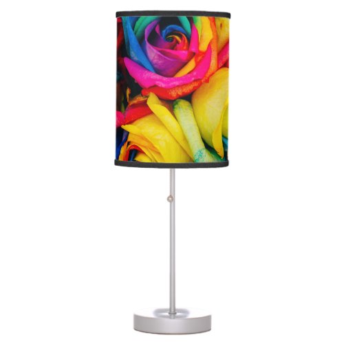 Rainbow Roses In Glorious Colour Table Lamp