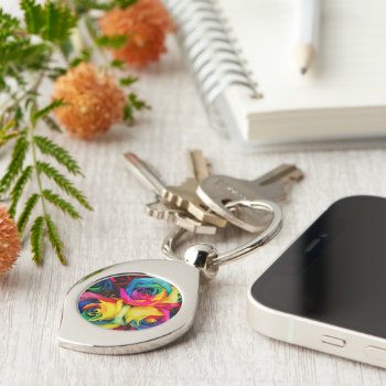 Rainbow Roses Keychain by MarblesPictures at Zazzle