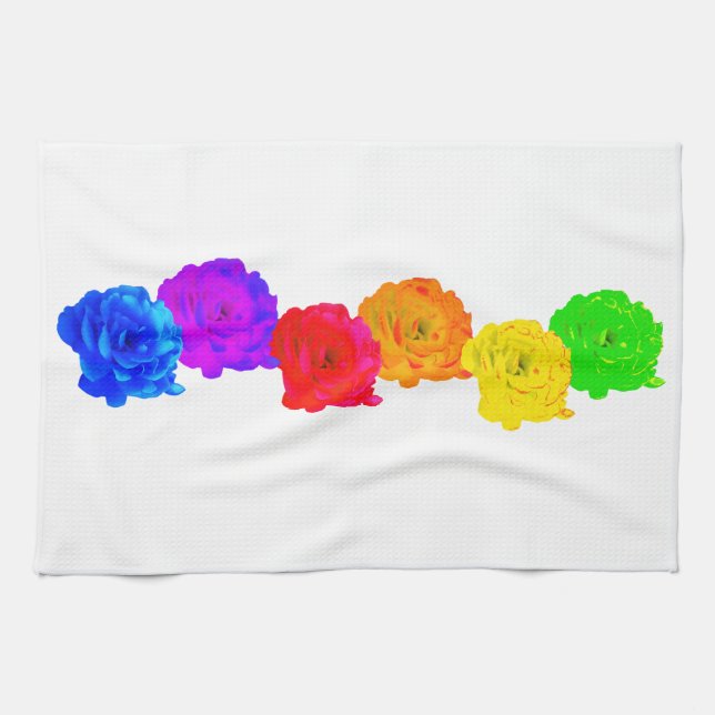 Rainbow Roses Kitchen Towel (Horizontal)