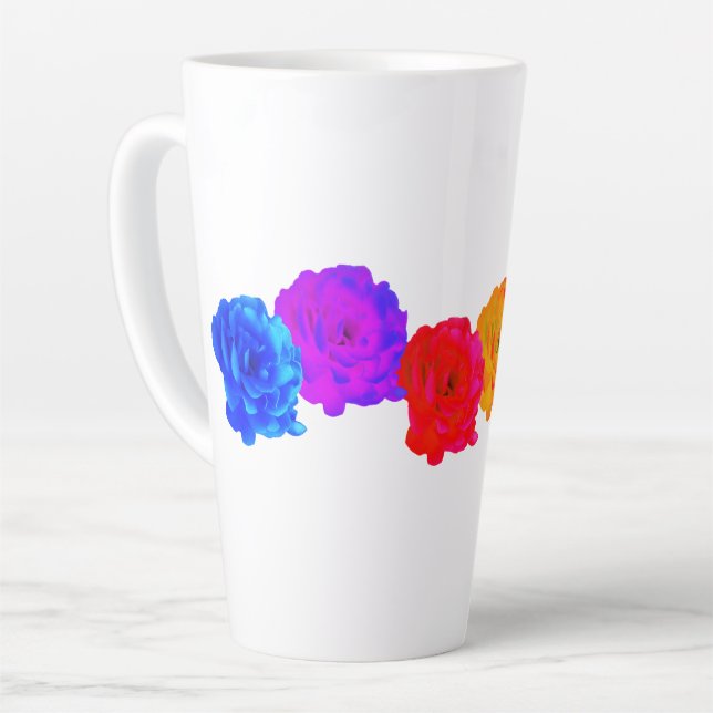 Rainbow Roses Latte Mug (Left Angle)