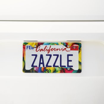 Rainbow Roses License Plate Frame by MarblesPictures at Zazzle