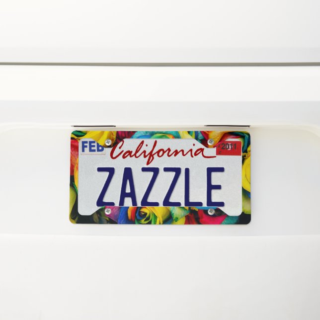 Rainbow Roses License Plate Frame (On Car)