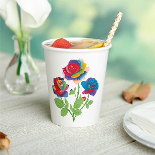 Rainbow Roses Paper Cups