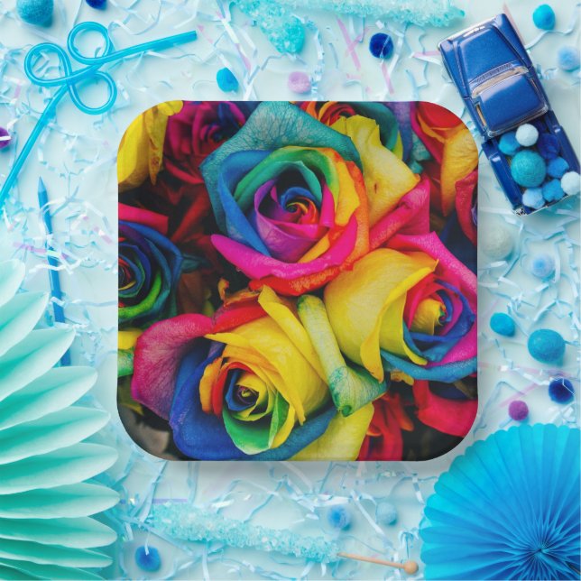 Rainbow Roses Paper Plates (Party)