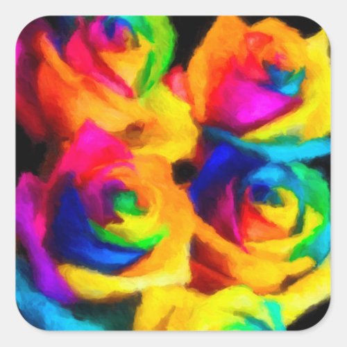 Rainbow Roses Square Sticker