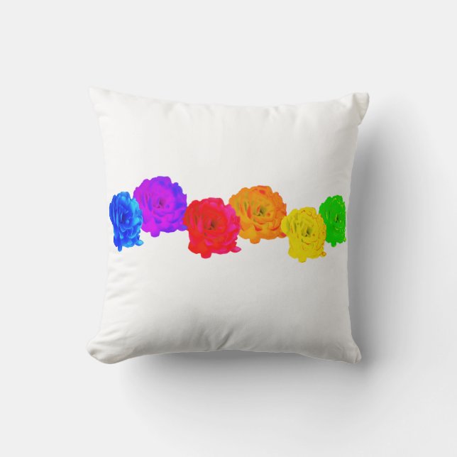 Rainbow Roses Throw Pillow (Front)