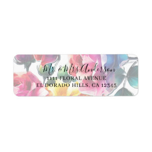 Rainbow Roses Vibrant Colorful Floral Wedding Label