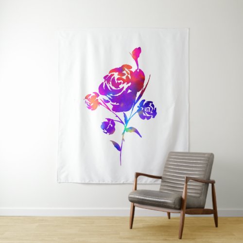 Rainbow Roses Watercolor Tapestry