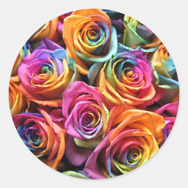 Rainbow Roses Wedding Envelope Seals and Stickers (Front)