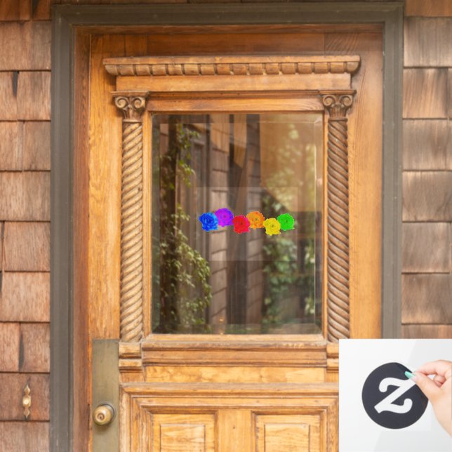 Rainbow Roses  Window Cling (Home Door)