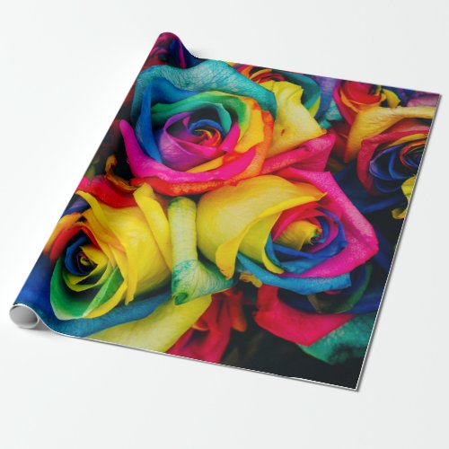 Rainbow Roses Wrapping Paper