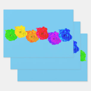 Rainbow Roses Wrapping Paper Sheets