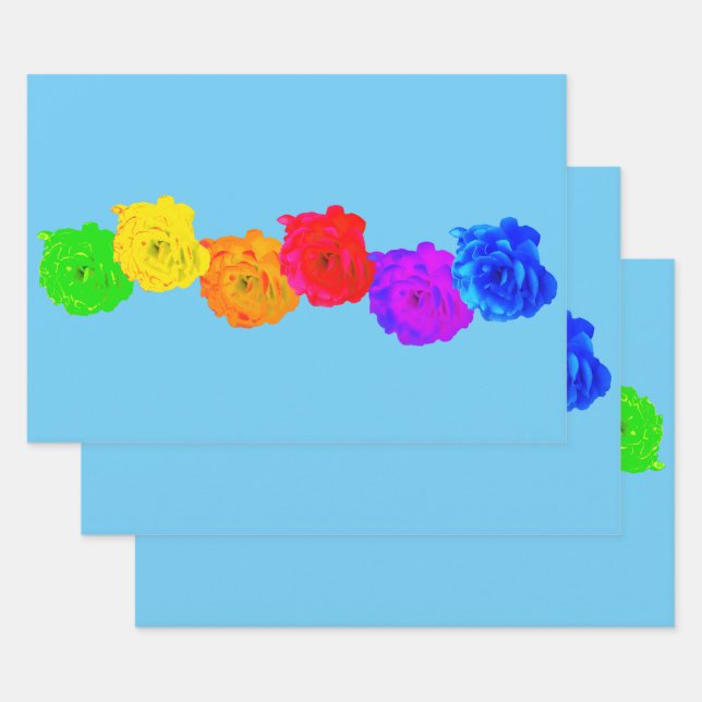 Rainbow Roses Wrapping Paper Sheets (Set)