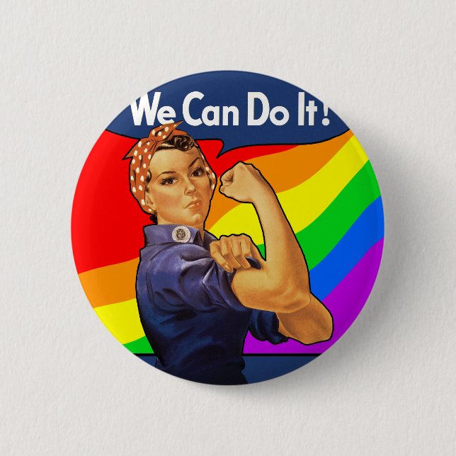Rainbow Rosie Pinback Button (Front)