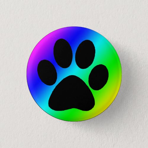 Rainbow Round Dog Pawpng Button