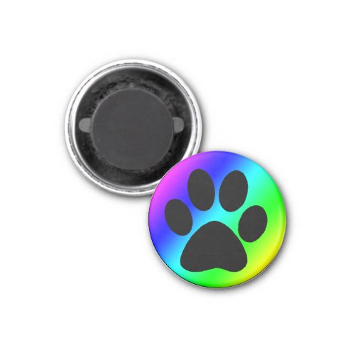 Rainbow Round Dog Pawpng Magnet