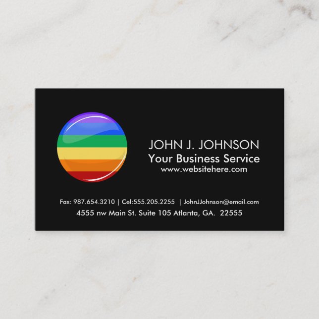 Rainbow Round LGBT Flag Business Card (Front)